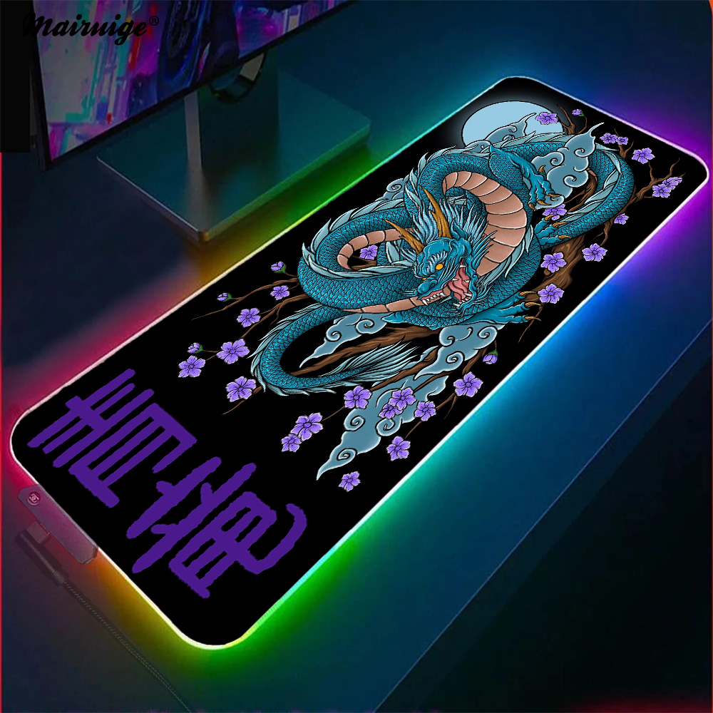 Desk Setup Gadgets - Schwarzer Drache Mauspad 900x400 Schreibtisch zubehör