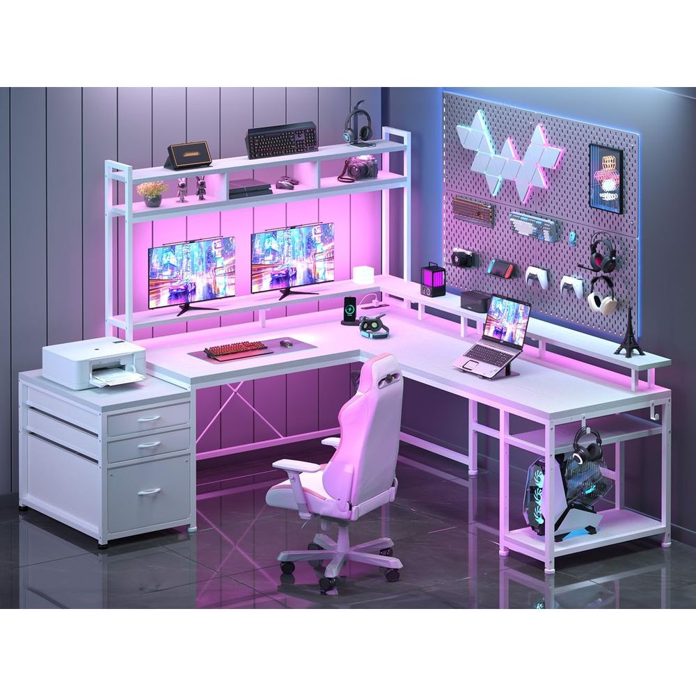 L Shaped Desk Setup - 104-Zoll L-förmiger Schreibtisch für Zweipersonen-Heimbüro, 4