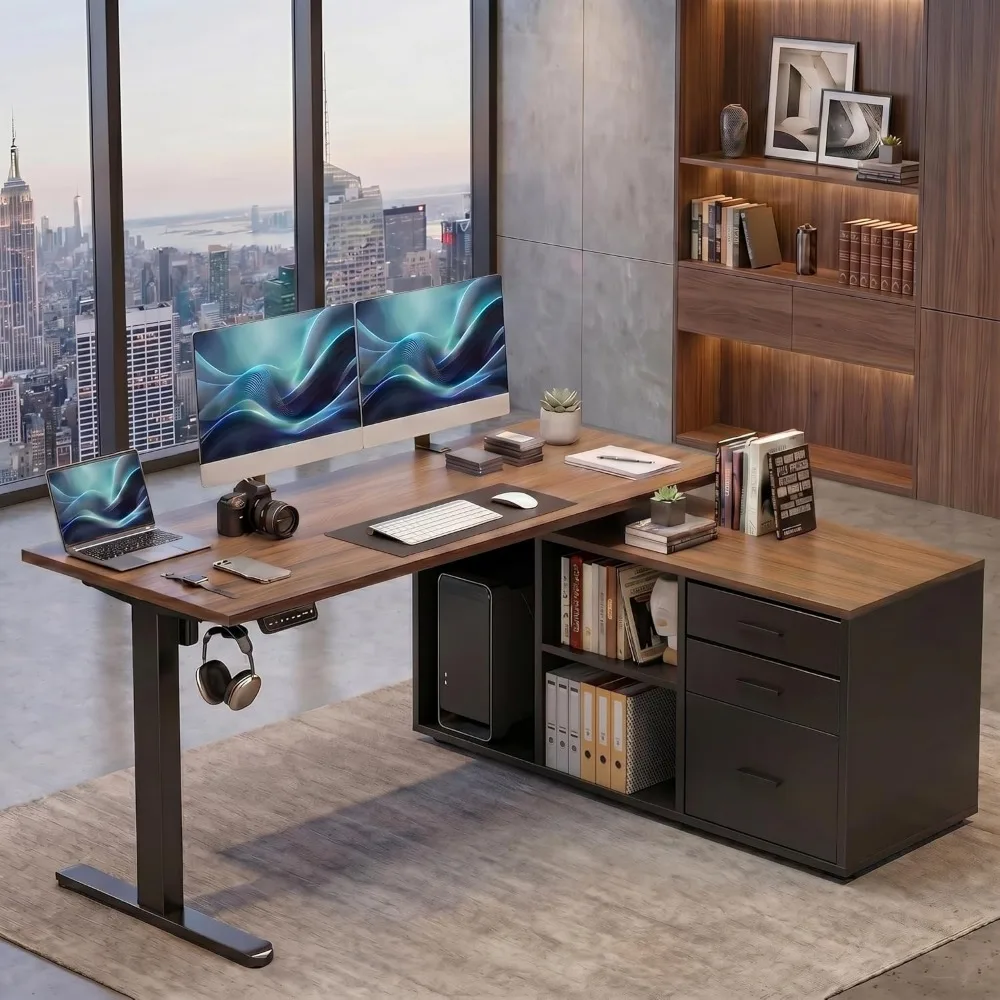 Desk Setup Height - HUANUO 55 Zoll L-förmiger Stehschreibtisch mit
