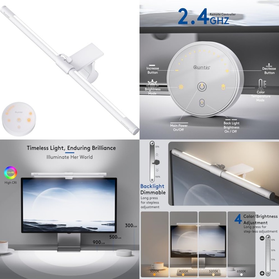 Desk Setup For Office - Monitor-Lichtleiste mit Fernbedienung, Augenschonend Ohne Blendung,