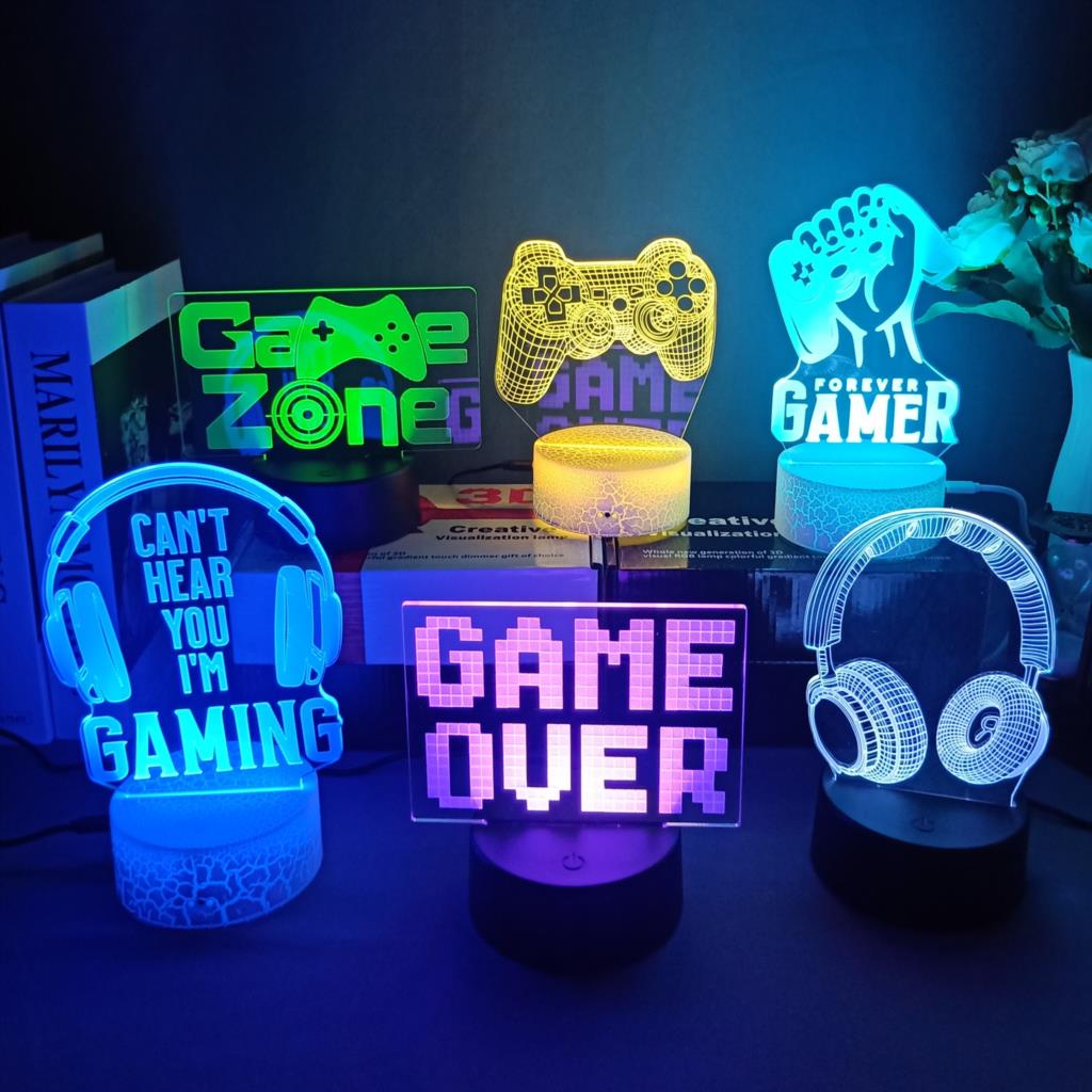 Desk Setup Kids - 3D Nacht Lampe Gaming Zimmer Schreibtisch