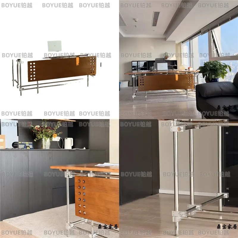 L Shaped Desk Setup - Bauhaus Massivholzschreibtisch im Retro-Industriestil, Computertisch für