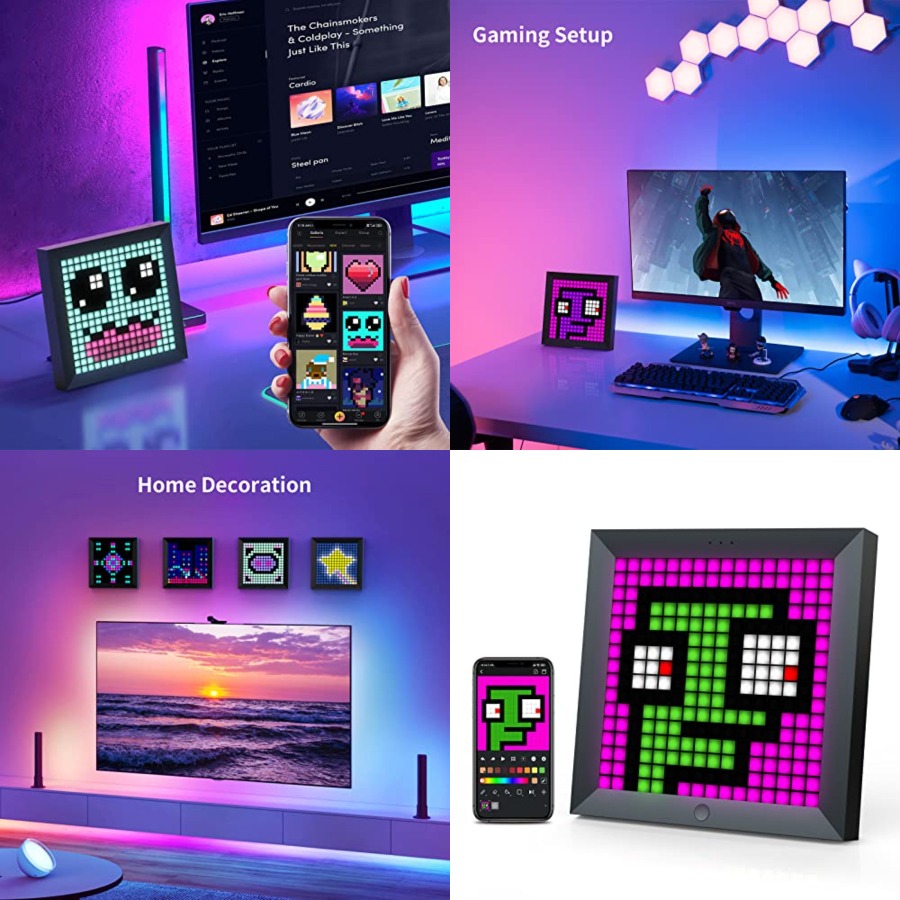 Desk Setup Tv - LED-Lichtpixel-Anzeigepanel Geeignet für RGB-Lichtleisten, Smart-App-Steuerung mit