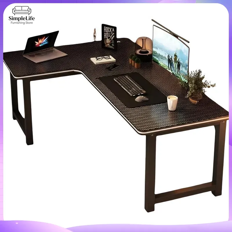 L Shaped Desk Setup - Eck-Gaming-Schreibtisch Computertisch mit Ablage für PC-Setup