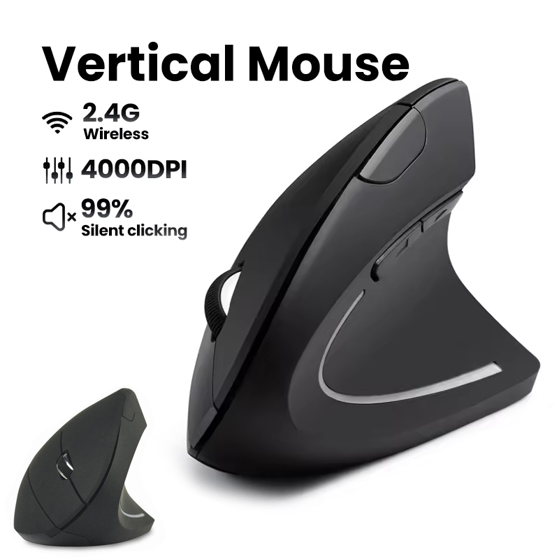 Desk Setup Ergonomics - Ergonomische kabellose Maus mit 1600 DPI,