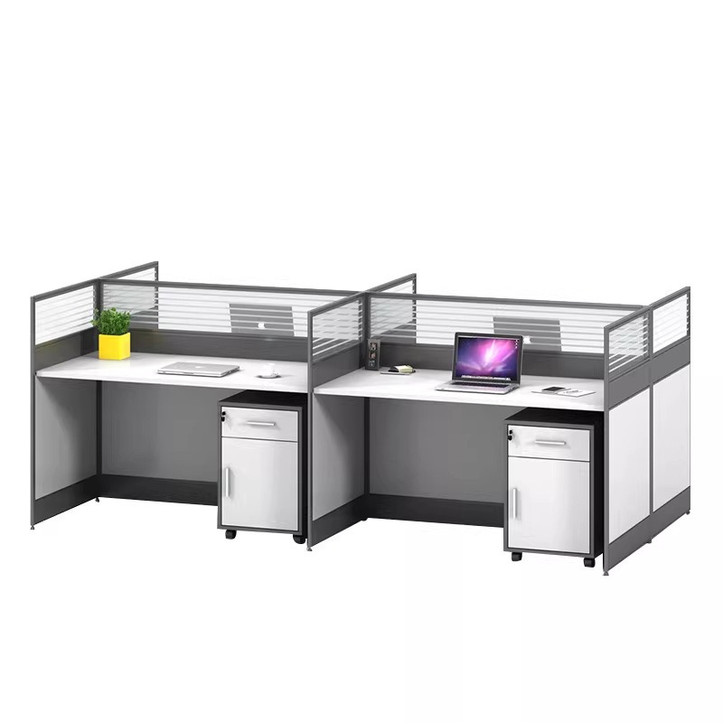 L Shaped Desk Setup - Weißer Büroschreibtisch für 2, 4 oder