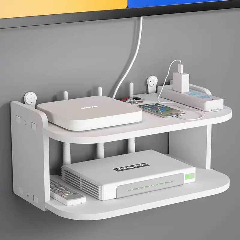 Desk Setup Tv - Wandmontiertes Router- und Kabelorganisator-Regal – bohrfreie