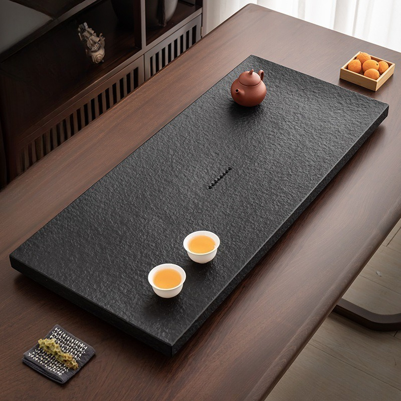 Desk Setup At Home - Natürliches Schwarzes Stein-Teetablett, Chinesisches Kung-Fu-Tee-Set für