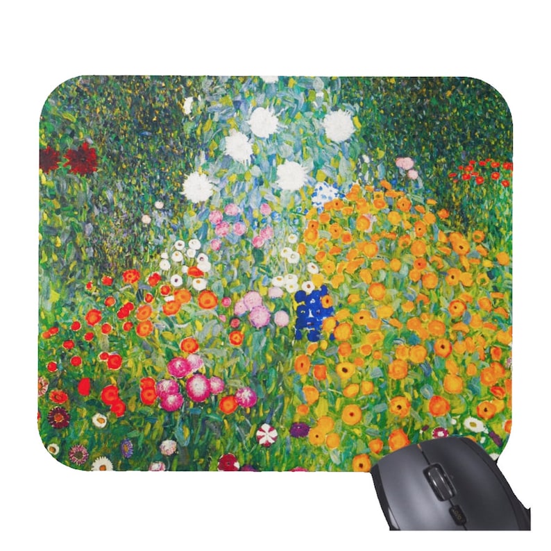 Desk Setup Gadgets - Gustav Klimt Blumen Floral Mauspad Mousepad