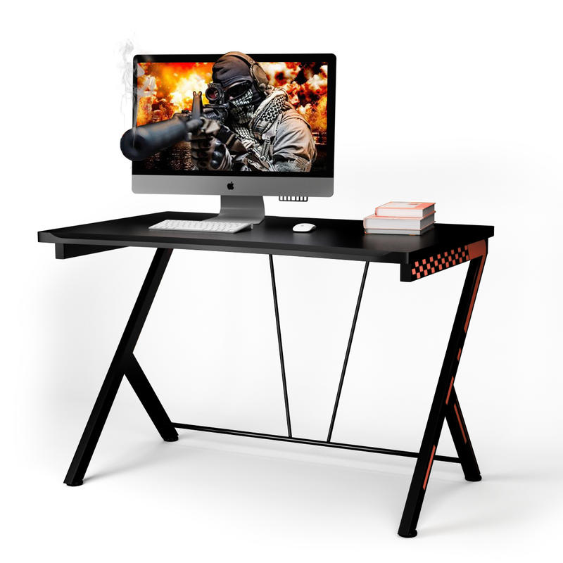 L Shaped Desk Setup - Moderner ergonomischer Computertisch, MDF-Platte mit Metallrahmen,