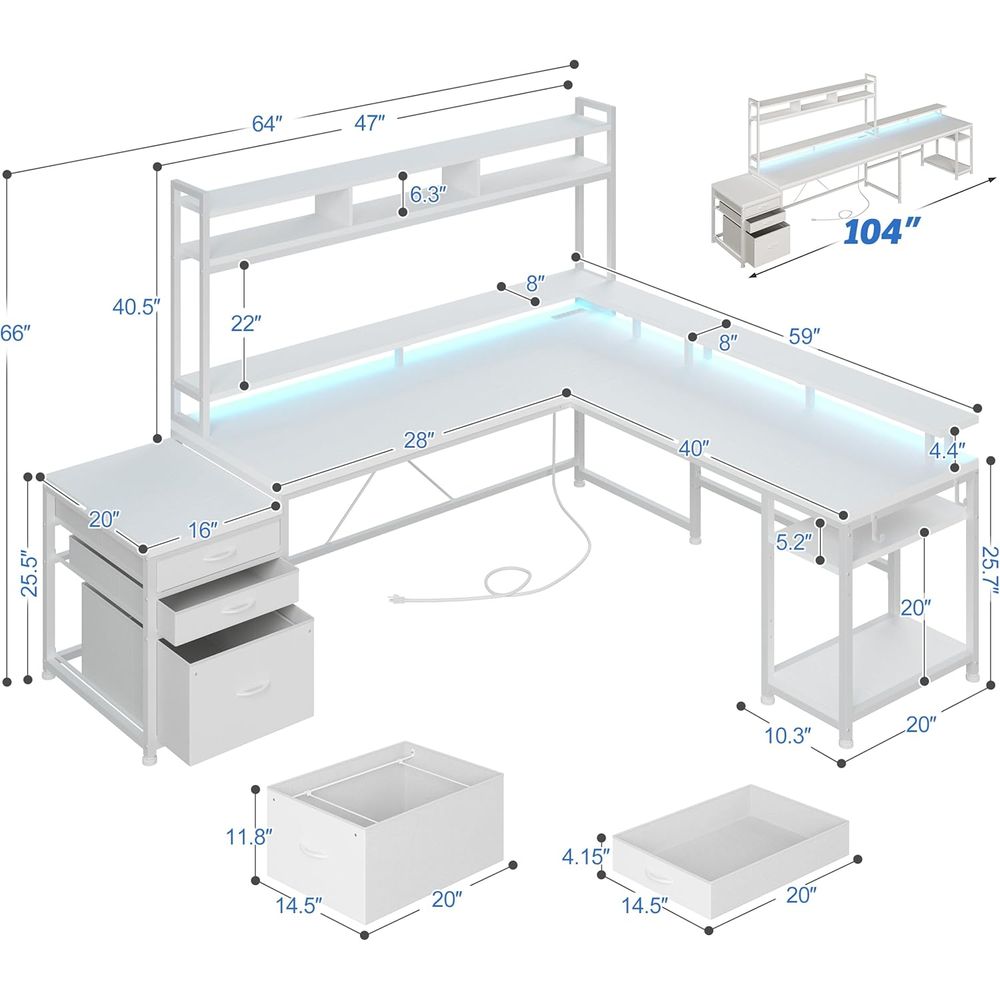 104-Zoll L-förmiger Schreibtis – L Shaped Desk Setup Bewertung und Preis