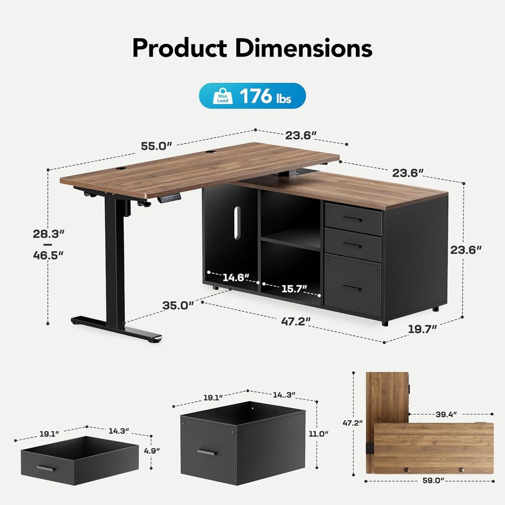 55 Zoll L-förmiger Stehschreib – Desk Setup Height Bewertung und Preis